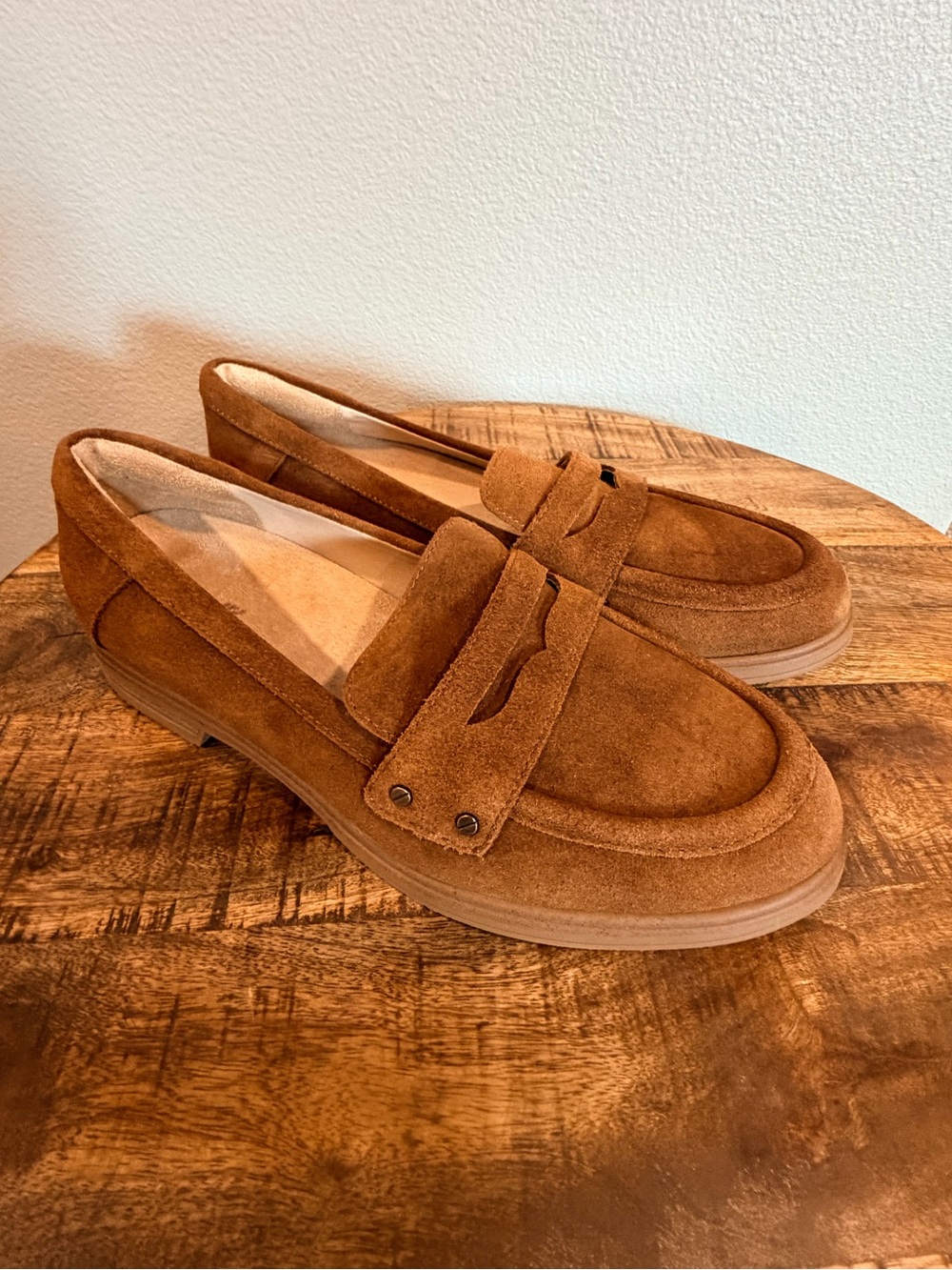 Dr. Scholl's Women’s Hey Loafer Suede Penny Loafers Tan Comfort Flats Size 10